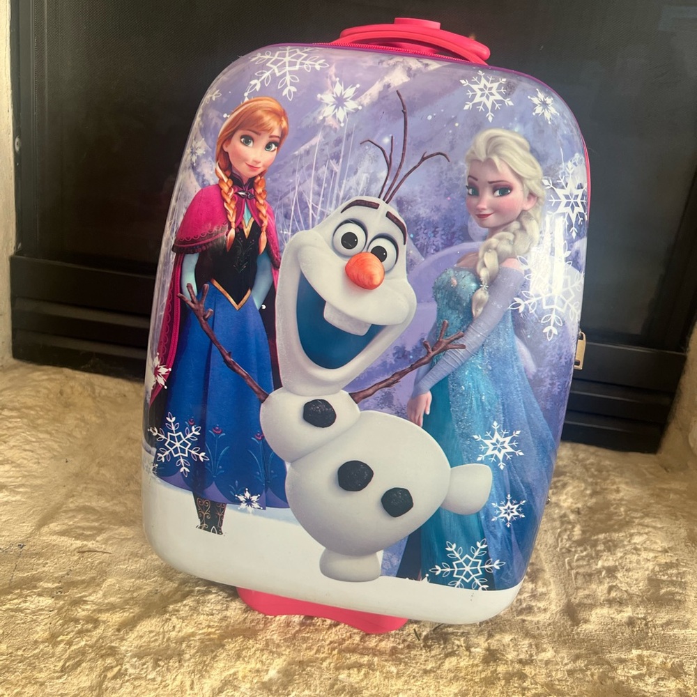 Disney Frozen Kids Rolling Suitcase - Blue and White